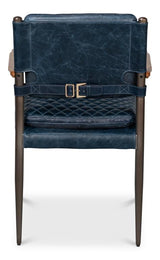 Harley Blue Leather Chair - Ornate Home