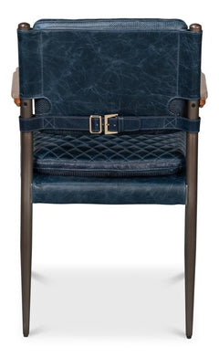 Harley Blue Leather Chair - Ornate Home