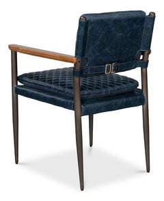 Harley Blue Leather Chair - Ornate Home
