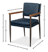Harley Blue Leather Chair - Ornate Home