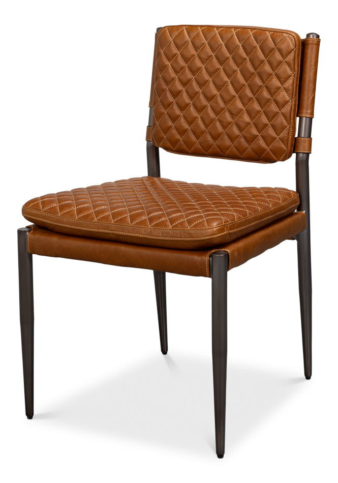 Harley Columbia Brown Leather Side Chair - Ornate Home