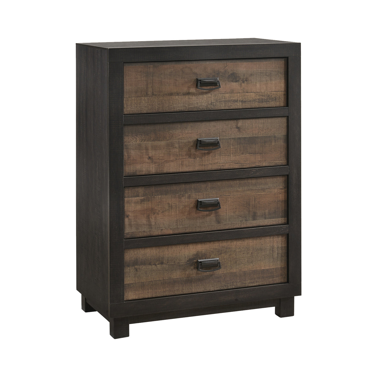 Harlington Black/Walnut 4-Piece King Bedroom Set with 2 Nightstands & Chest - Ornate Home