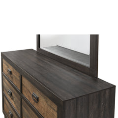 Harlington Black/Walnut 6-Drawer Dresser Dresser & Mirror Set - Ornate Home
