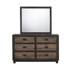 Harlington Black/Walnut 6-Drawer Dresser & Mirror Set - Ornate Home