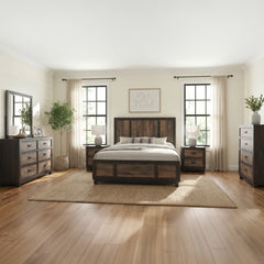 Harlington Black/Walnut 6-Piece Queen Panel Bedroom Set - Ornate Home