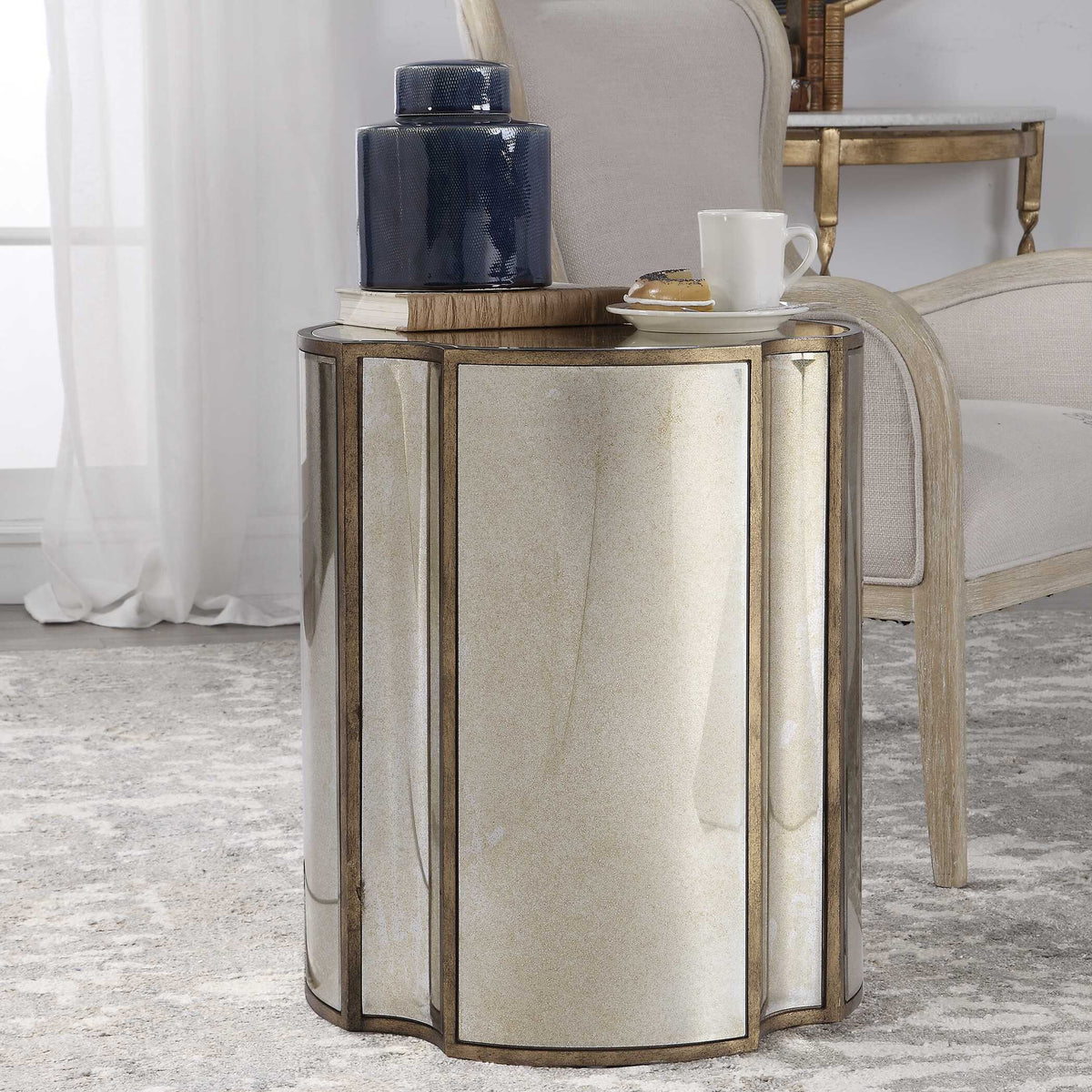 Harlow Bronze/Gold Mirrored Accent Table - Ornate Home