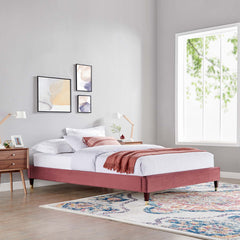 Harlow Dusty Rose Performance Velvet King Platform Bed Frame - Ornate Home