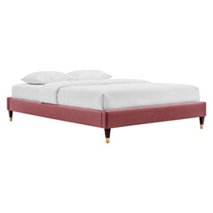 Harlow Dusty Rose Performance Velvet King Platform Bed Frame - Ornate Home