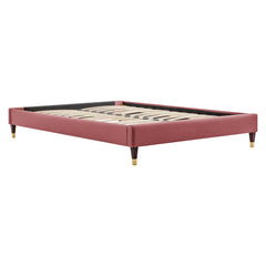 Harlow Dusty Rose Performance Velvet Queen Platform Bed Frame - Ornate Home