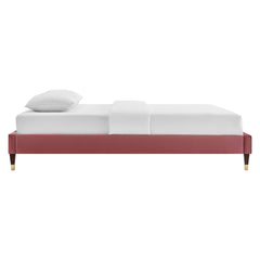 Harlow Dusty Rose Performance Velvet Queen Platform Bed Frame - Ornate Home
