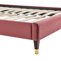 Harlow Dusty Rose Performance Velvet Queen Platform Bed Frame - Ornate Home