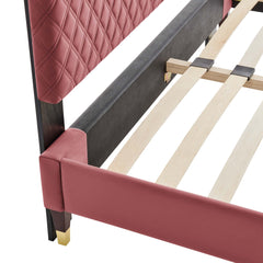 Harlow Dusty Rose Performance Velvet Queen Platform Bed Frame - Ornate Home