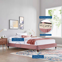 Harlow Dusty Rose Performance Velvet Queen Platform Bed Frame - Ornate Home