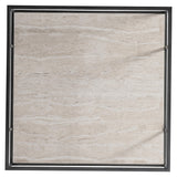 Harlow Glass/White Travertine/Oil-Rubbed Bronze Cocktail Table - Ornate Home