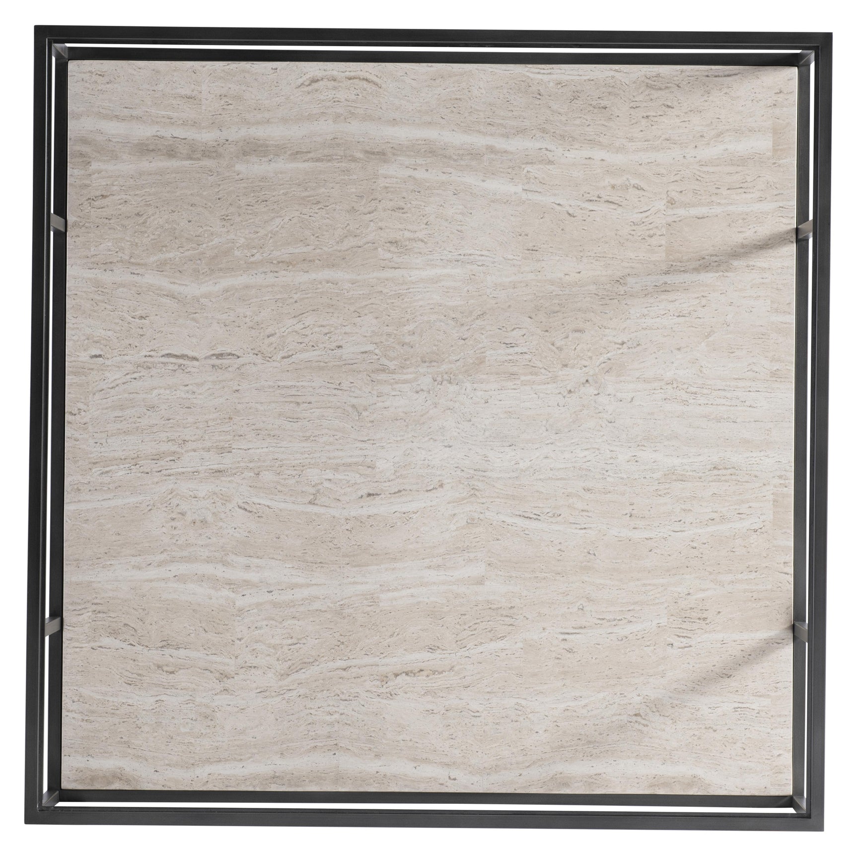 Harlow Glass/White Travertine/Oil-Rubbed Bronze Cocktail Table - Ornate Home