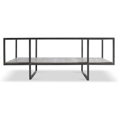 Harlow Glass/White Travertine/Oil-Rubbed Bronze Cocktail Table - Ornate Home