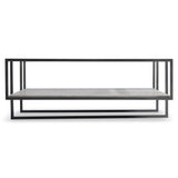 Harlow Glass/White Travertine/Oil-Rubbed Bronze Cocktail Table - Ornate Home