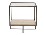 Harlow Square White Travertine/Oil-Rubbed Bronze Side Table - Ornate Home