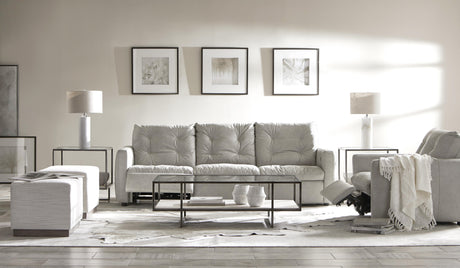 Harlow Square White Travertine/Oil-Rubbed Bronze Side Table - Ornate Home