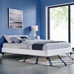 Harlow White Performance Velvet Full Platform Bed Frame - Ornate Home