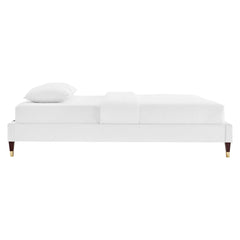 Harlow White Performance Velvet Full Platform Bed Frame - Ornate Home