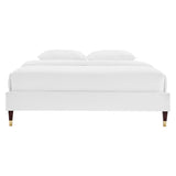 Harlow White Performance Velvet Full Platform Bed Frame - Ornate Home