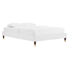 Harlow White Performance Velvet King Platform Bed Frame - Ornate Home