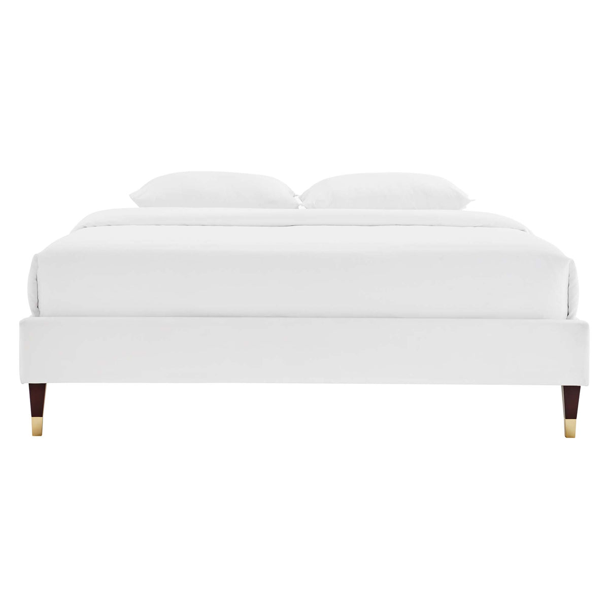 Harlow White Performance Velvet King Platform Bed Frame - Ornate Home