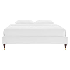 Harlow White Performance Velvet King Platform Bed Frame - Ornate Home