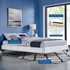 Harlow White Performance Velvet King Platform Bed Frame - Ornate Home