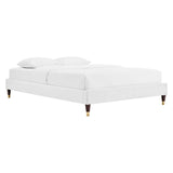 Harlow White Performance Velvet Queen Platform Bed Frame - Ornate Home