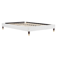 Harlow White Performance Velvet Queen Platform Bed Frame - Ornate Home