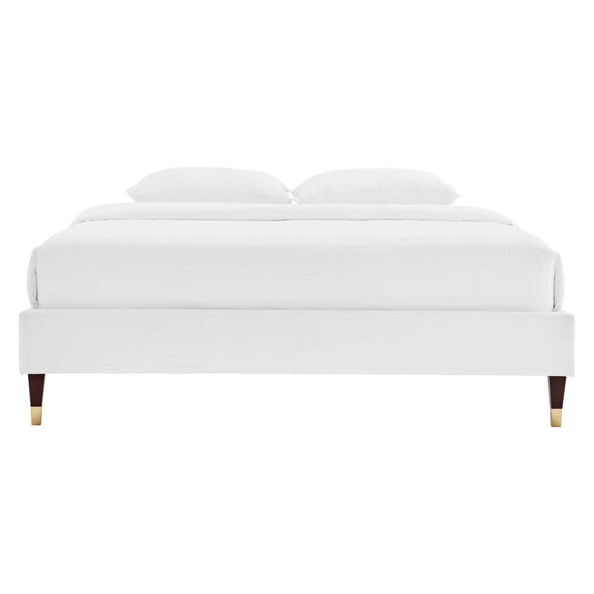Harlow White Performance Velvet Queen Platform Bed Frame - Ornate Home