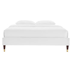 Harlow White Performance Velvet Queen Platform Bed Frame - Ornate Home