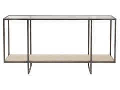 Harlow White Travertine/Oil-Rubbed Bronze Console Table - Ornate Home