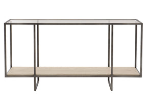 Harlow White Travertine/Oil-Rubbed Bronze Console Table - Ornate Home