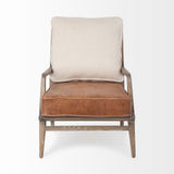 Harman Cream/Brown Fabric and Leather Seat Accent Chair - Ornate Home