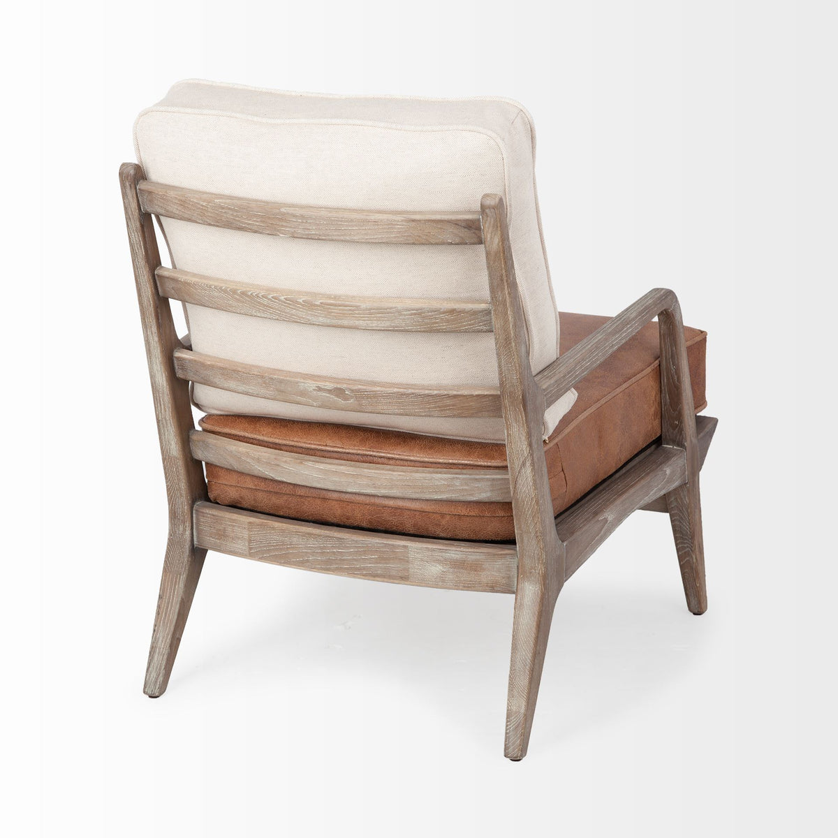 Harman Cream/Brown Fabric and Leather Seat Accent Chair - Ornate Home