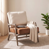 Harman Cream/Brown Fabric and Leather Seat Accent Chair - Ornate Home