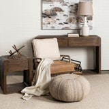 Harman Cream/Brown Fabric and Leather Seat Accent Chair - Ornate Home