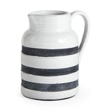 Harmon White/Charcoal Large Ceramic Jug - Ornate Home