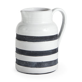 Harmon White/Charcoal Large Ceramic Jug - Ornate Home