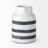 Harmon White/Charcoal Large Ceramic Jug - Ornate Home