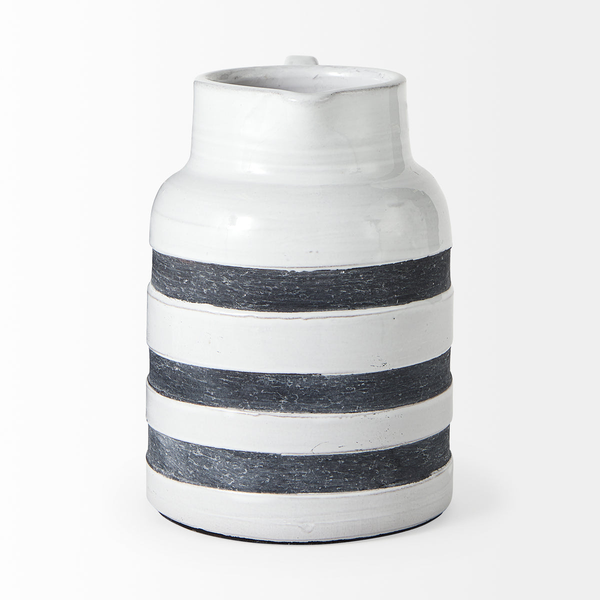 Harmon White/Charcoal Large Ceramic Jug - Ornate Home