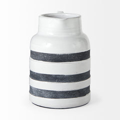 Harmon White/Charcoal Large Ceramic Jug
