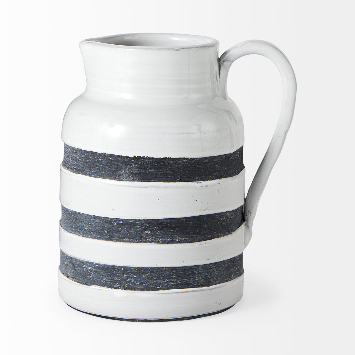 Harmon White/Charcoal Large Ceramic Jug - Ornate Home