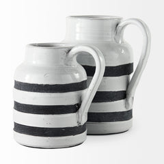 Harmon White/Charcoal Large Ceramic Jug