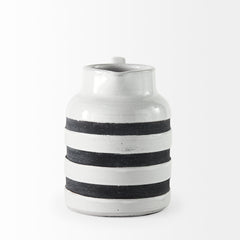 Harmon White/Charcoal Small Ceramic Jug - Ornate Home