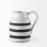 Harmon White/Charcoal Small Ceramic Jug - Ornate Home