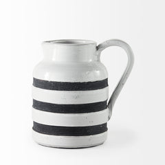 Harmon White/Charcoal Small Ceramic Jug - Ornate Home